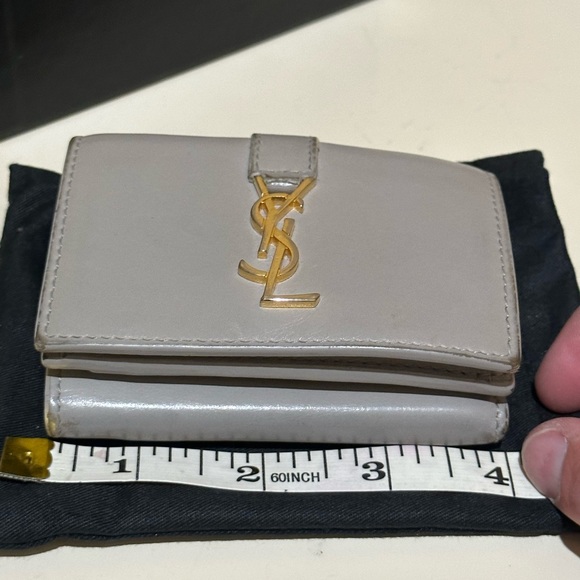 YSL Grey Trifold Auth Leather Wallet Complete W/box - Picture 11 of 13